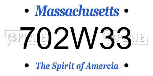 702W33 Massachusetts License Plate