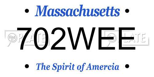 702WEE Massachusetts License Plate