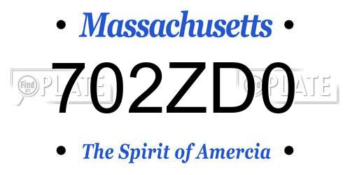 702ZD0 Massachusetts License Plate