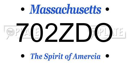 702ZDO Massachusetts License Plate