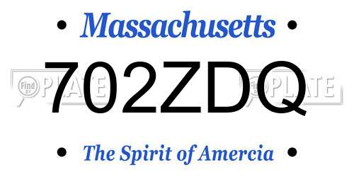 702ZDQ Massachusetts License Plate