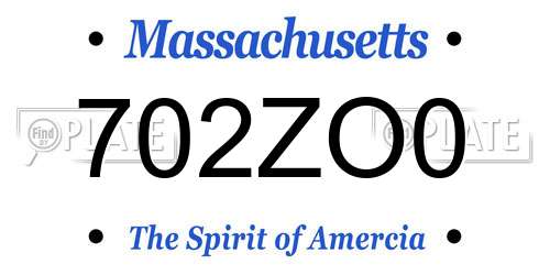 702ZO0 Massachusetts License Plate