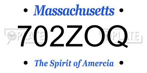 702ZOQ Massachusetts License Plate