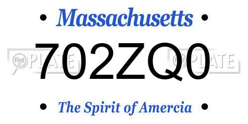 702ZQ0 Massachusetts License Plate