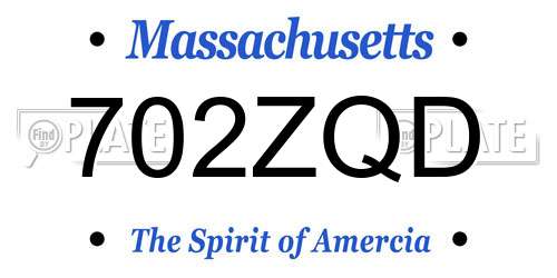 702ZQD Massachusetts License Plate