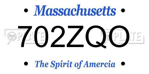 702ZQO Massachusetts License Plate