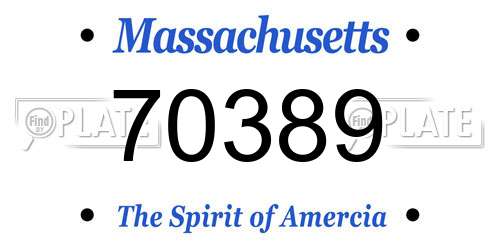 70389 Massachusetts License Plate