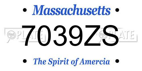 7039ZS Massachusetts License Plate