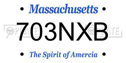 703NXB Massachusetts License Plate