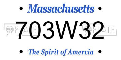 703W32 Massachusetts License Plate
