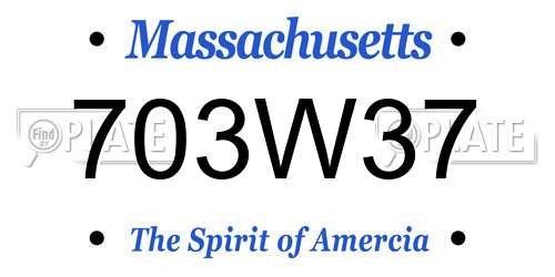703W37 Massachusetts License Plate