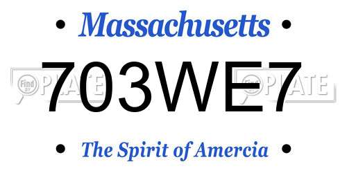 703WE7 Massachusetts License Plate