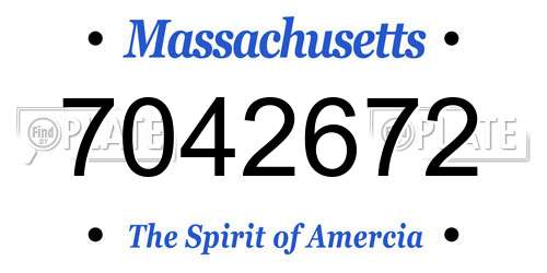 7042672 Massachusetts License Plate