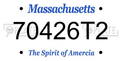 70426T2 Massachusetts License Plate