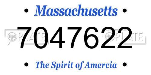 7047622 Massachusetts License Plate