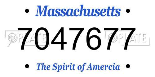 7047677 Massachusetts License Plate