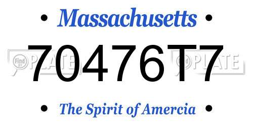 70476T7 Massachusetts License Plate
