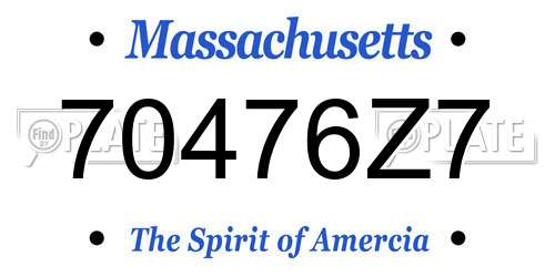 70476Z7 Massachusetts License Plate