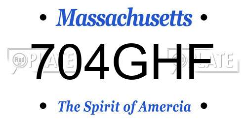 704GHF Massachusetts License Plate