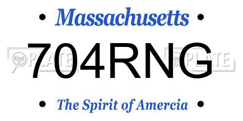704RNG Massachusetts License Plate
