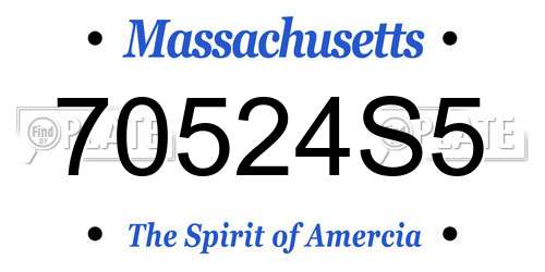 70524S5 Massachusetts License Plate