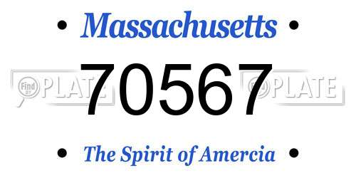 70567 Massachusetts License Plate