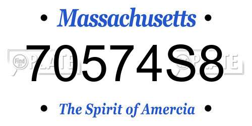 70574S8 Massachusetts License Plate