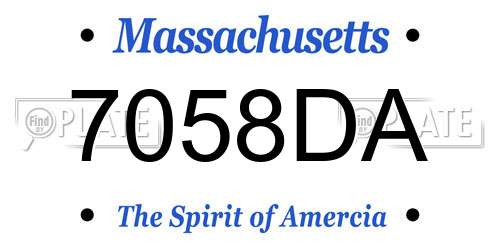 7058DA Massachusetts License Plate