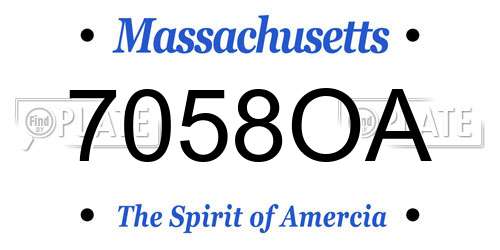 7058OA Massachusetts License Plate