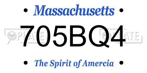 705BQ4 Massachusetts License Plate