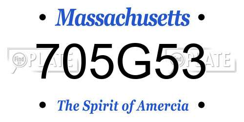 705G53 Massachusetts License Plate