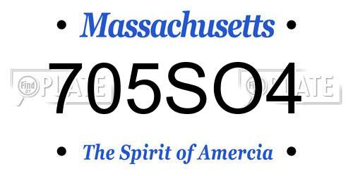 705SO4 Massachusetts License Plate