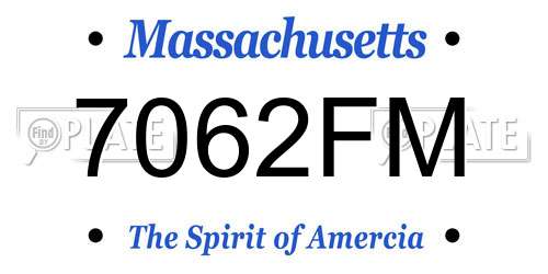 7062FM Massachusetts License Plate