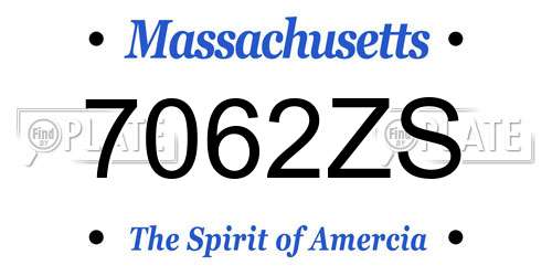 7062ZS Massachusetts License Plate