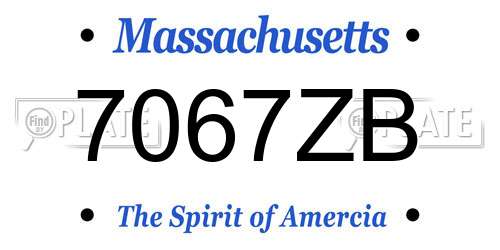 7067ZB Massachusetts License Plate