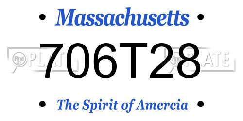 706T28 Massachusetts License Plate