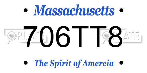 706TT8 Massachusetts License Plate