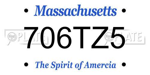 706TZ5 Massachusetts License Plate