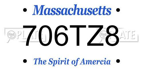 706TZ8 Massachusetts License Plate