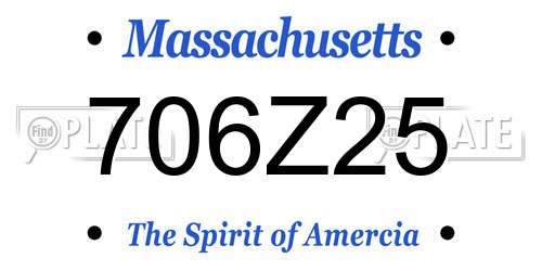 706Z25 Massachusetts License Plate