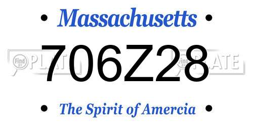 706Z28 Massachusetts License Plate