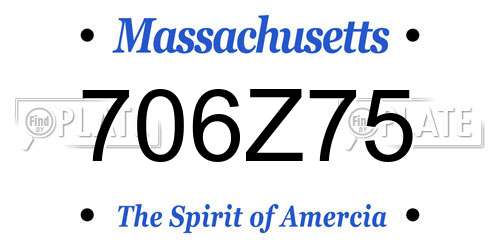 706Z75 Massachusetts License Plate