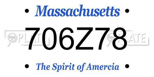706Z78 Massachusetts License Plate