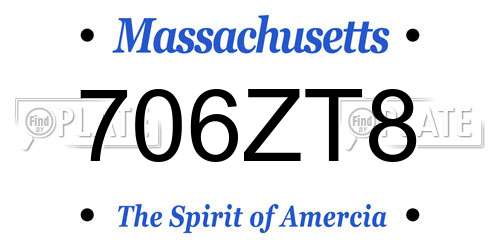 706ZT8 Massachusetts License Plate