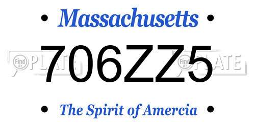 706ZZ5 Massachusetts License Plate