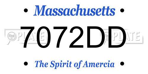 7072DD Massachusetts License Plate