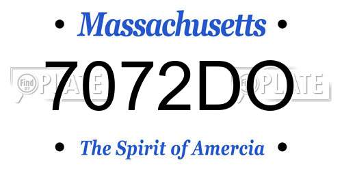 7072DO Massachusetts License Plate