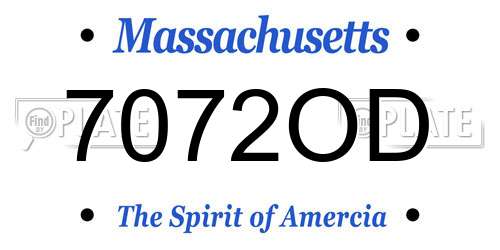 7072OD Massachusetts License Plate