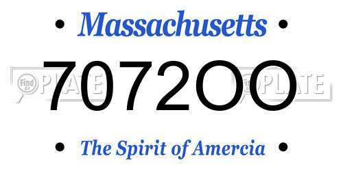 7072OO Massachusetts License Plate