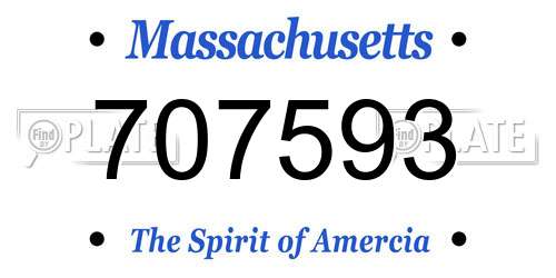 707593 Massachusetts License Plate